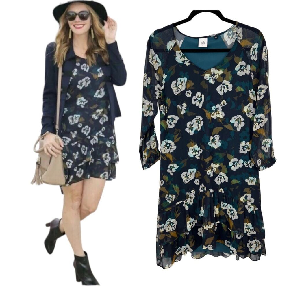 cAbi Blue Multicolor Pirouette Floral Casual Dress